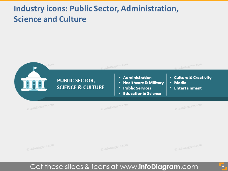 Industrieikonen öffentlicher Sektor Wissenschaft Kultur PPT Clipart