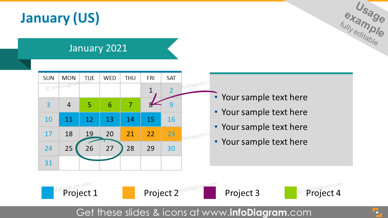 Monthly project US calendar 2020: January