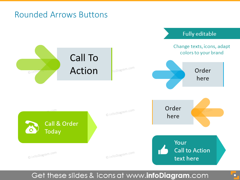 Rounded arrows button with call to action 