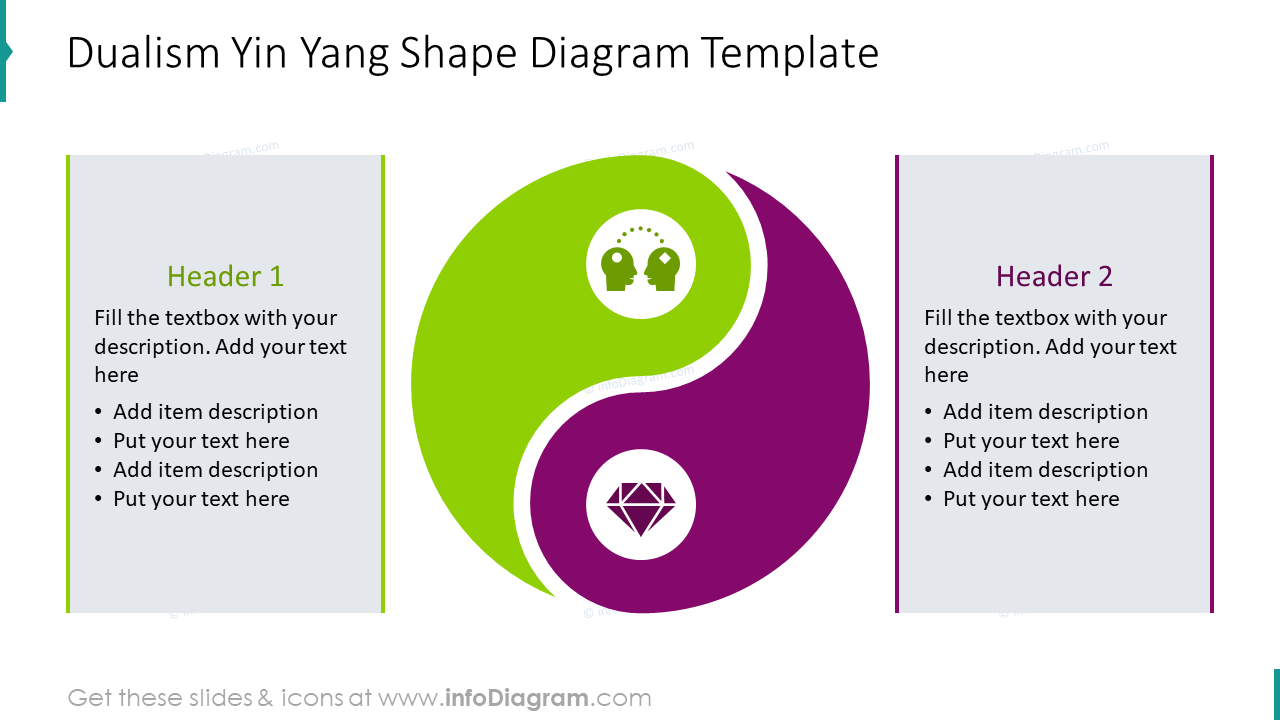 Dualism Yin Yang Shape Diagram PPT Template
