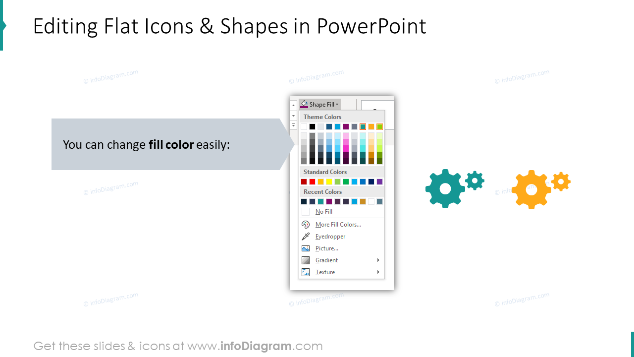 Bearbeitbarkeit von flachen Icons und Formen in PowerPoint