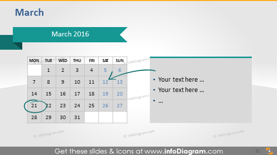 Gráficos de Calendários Escolares 2015 2016 (tabelas e ícones PPT, datas da ISO da UE)
