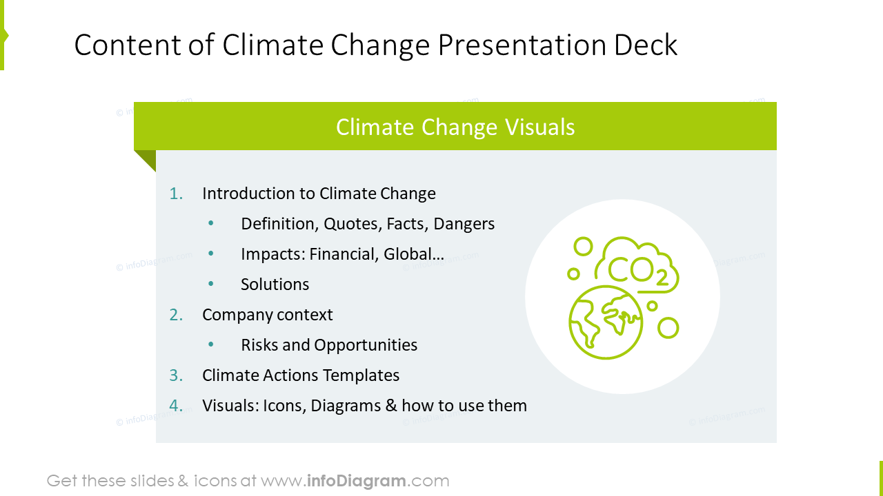 Conteúdo do slide sobre mudanças climáticas
