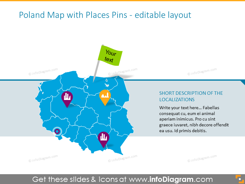 Beispiel der Polenkarte illustriert mit Orts-Pins