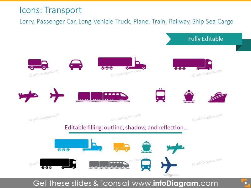 Transport flache Icons Sammlung