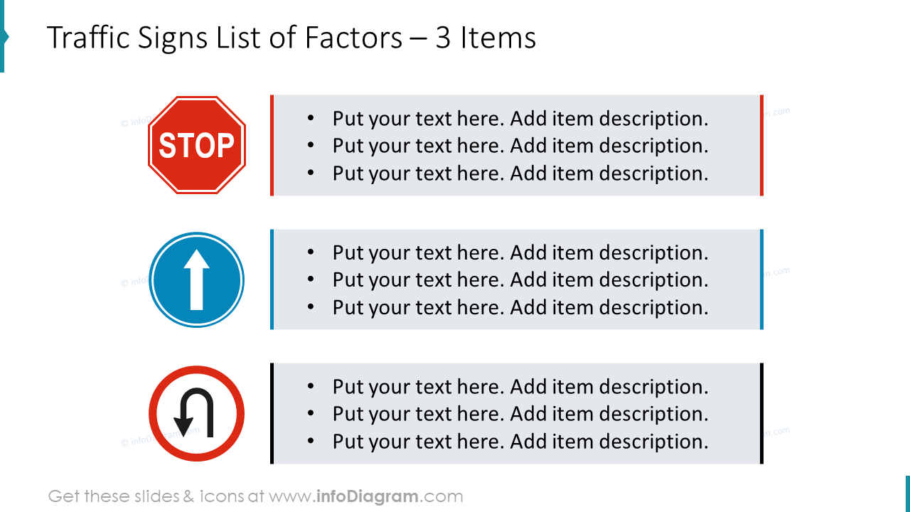 Traffic signs list of factors diagram