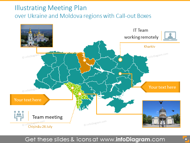 Mapa del plan de reunión - Regiones de Ucrania y Moldavia