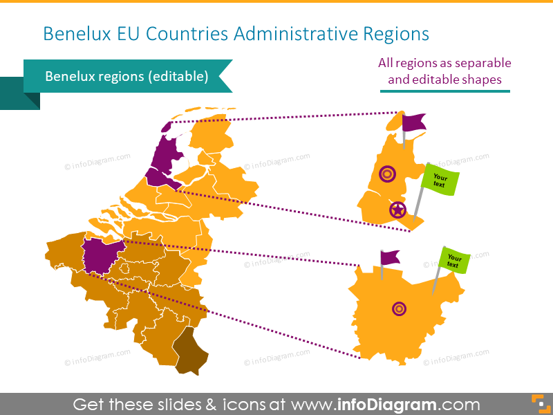 Carte des régions administratives des pays du Benelux - infoDiagram