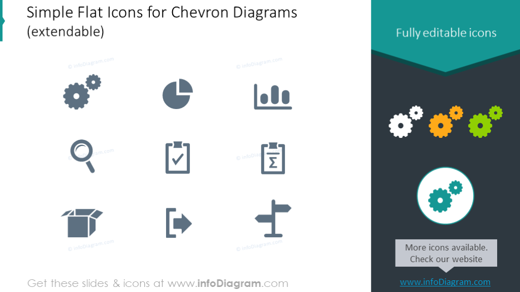 Iconos planos simples para diagramas de chevron