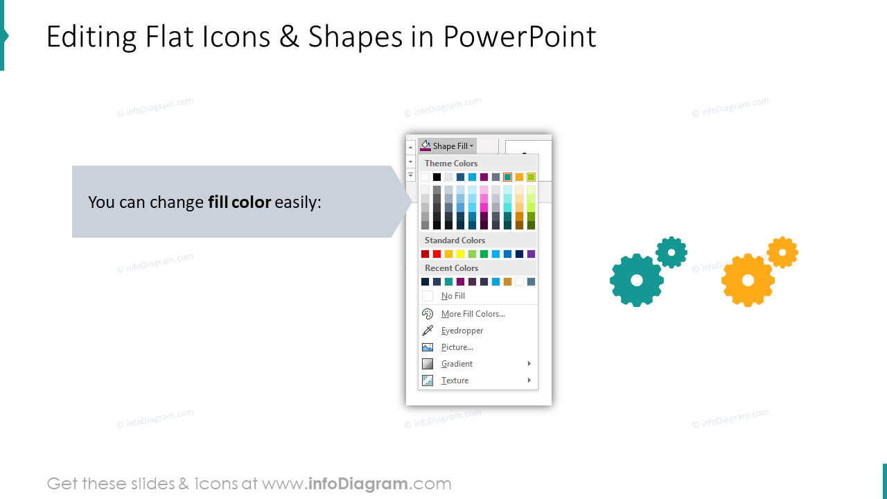 Editability of flat icons and shapes in PowerPoint