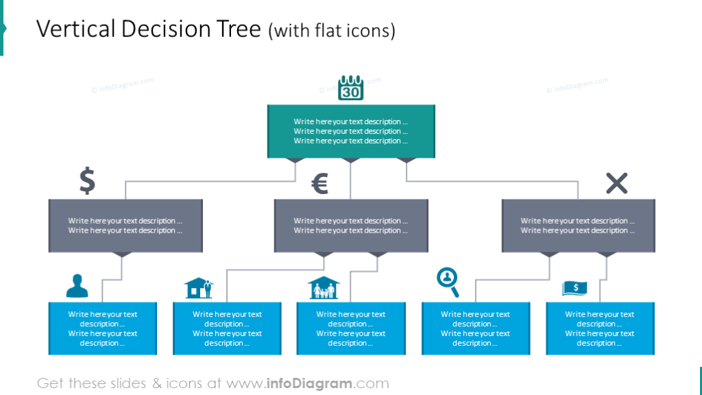 Ilustración de gráfico de árbol vertical - Plantilla de diagrama PPT