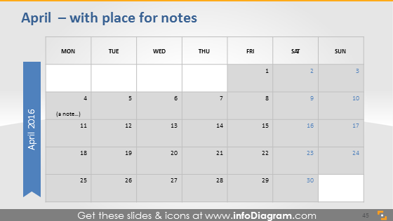 Gráficos de Calendários Escolares 2015 2016 (tabelas e ícones PPT, datas ISO da UE)