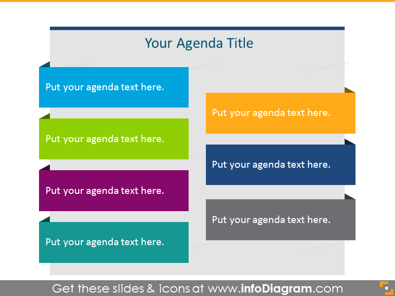 Liste d'agenda plate en couleur pour 7 éléments