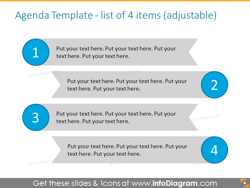 Problem solving agenda ppt template - for 4 items