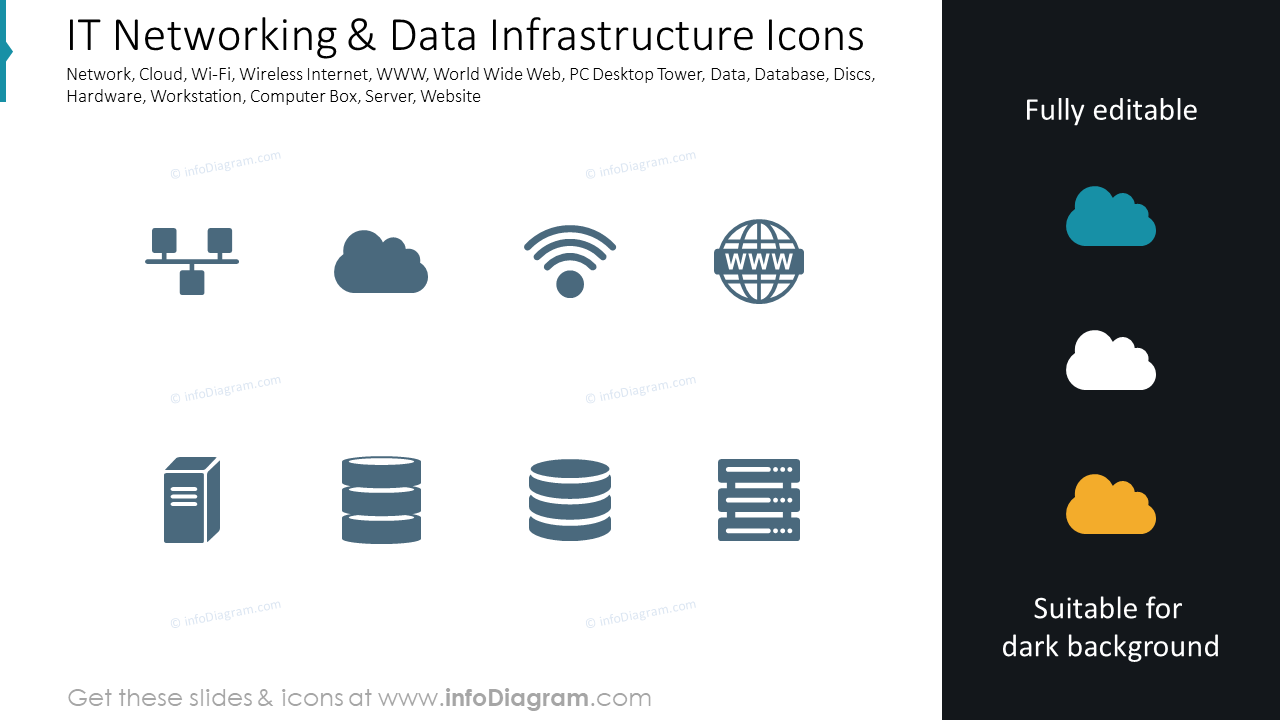 Iconos de Redes de TI e Infraestructura de Datos