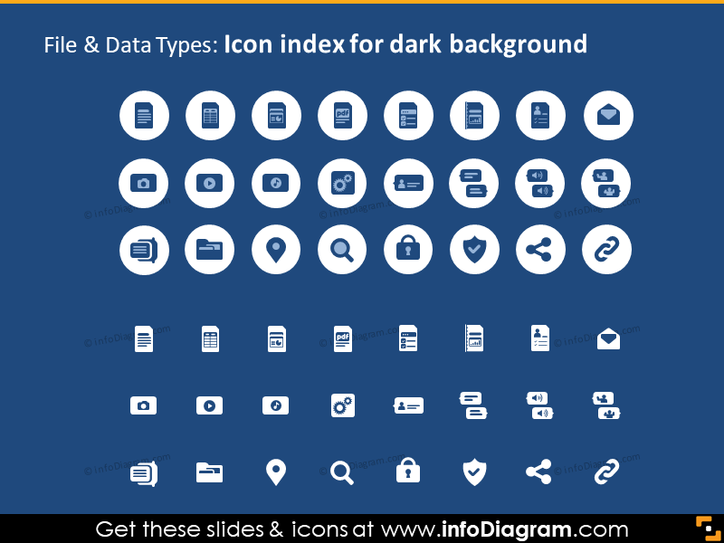IT-Dateitypen Symbole PPTX dunkelblaue Hintergrund