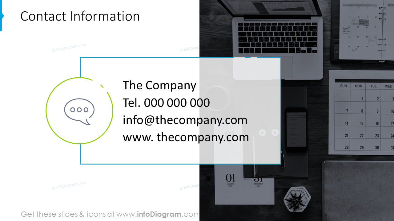 template de informações de contato
