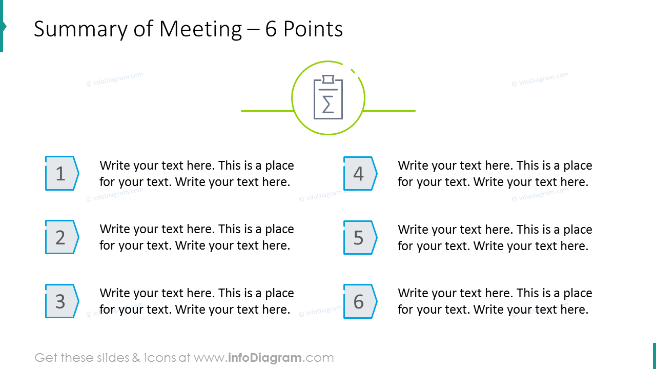 Zusammenfassung des Meetings mit 6 Punkten