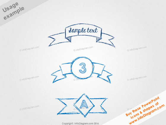 Sketch Banners Outline Pencil Ribbon PowerPoint Titles