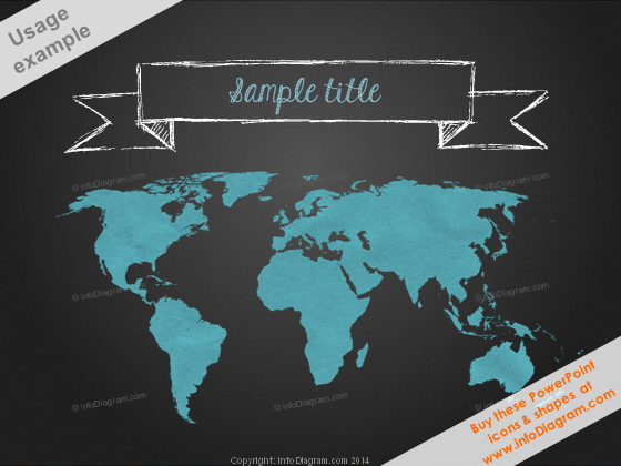 Schwarzes Brett Weltkarten Skizze Weißes Banner PPT Clipart