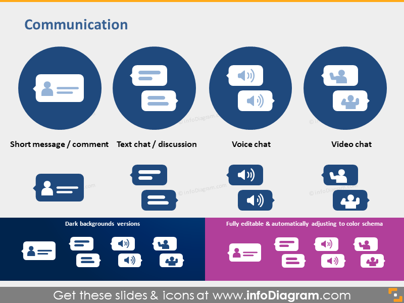 communication icons comment text message chat pptx