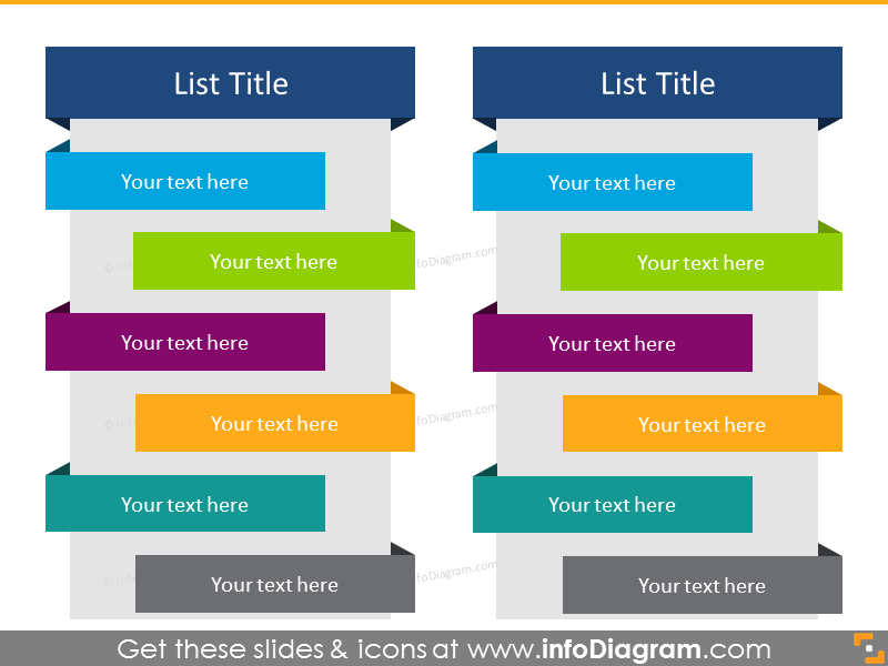Ribbon List in color for placing 12 items in 2 columns