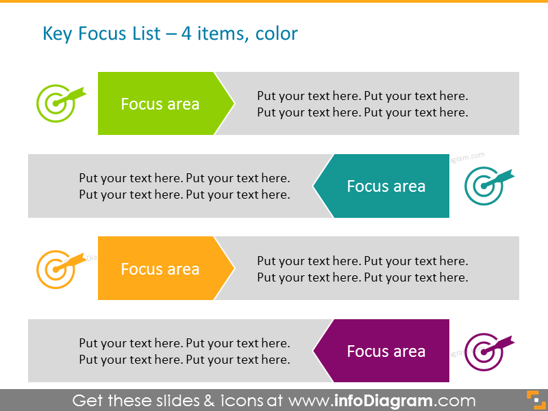 Arrows Smart Art in Color - 4 Items Template