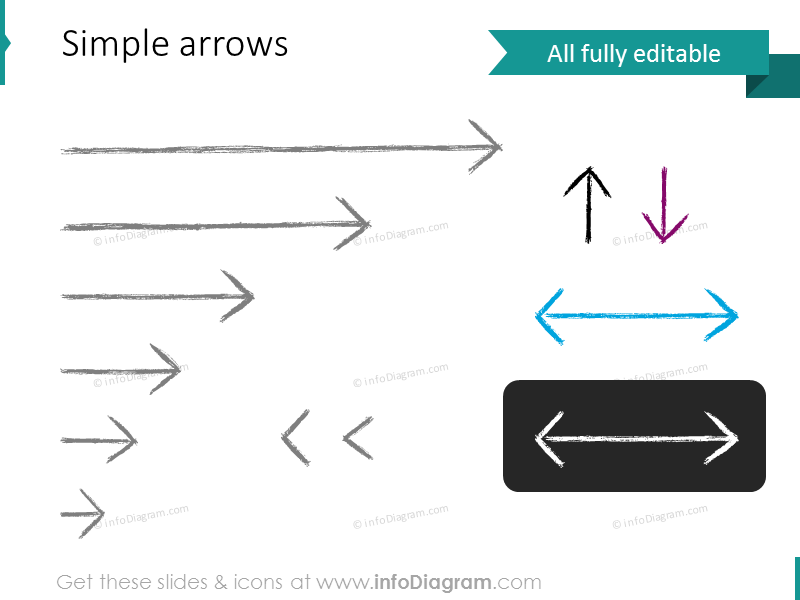 pencil sketch thin arrow straigh long short powerpoint shape picture