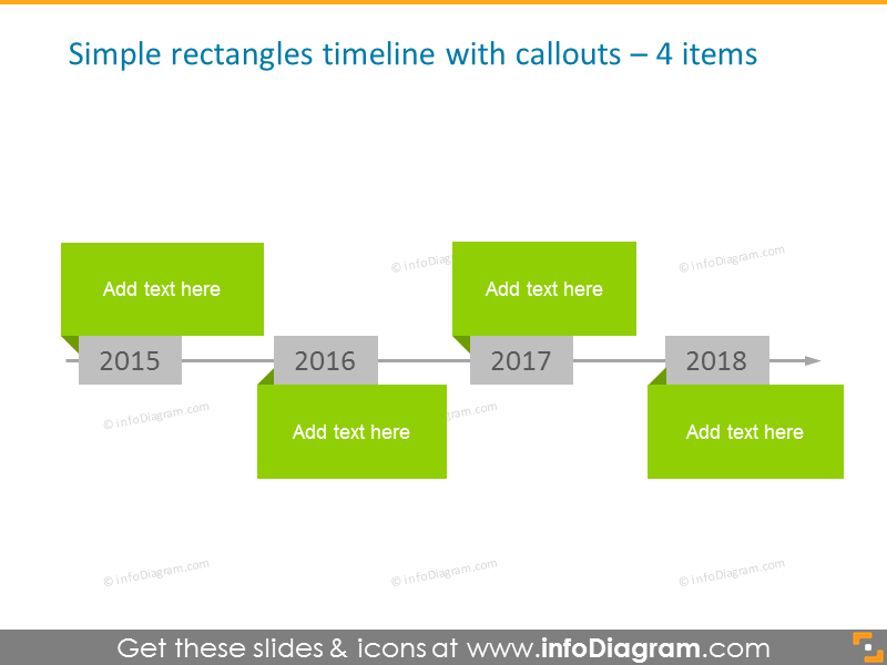 simple rectangles template  with rounded callouts for 4 elements with icons