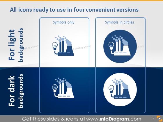 Ressourcenindustrie-Icons PowerPoint Dunkel Hell Hintergrund
