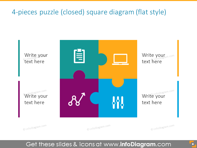 4-pieces puzzle with icons
