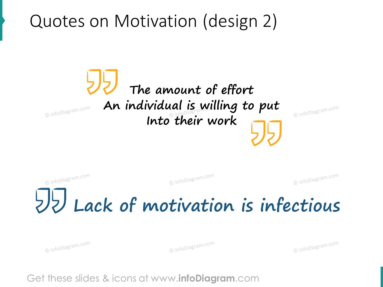 citation de motivation entre guillemets icônes griffonnées clipart ppt