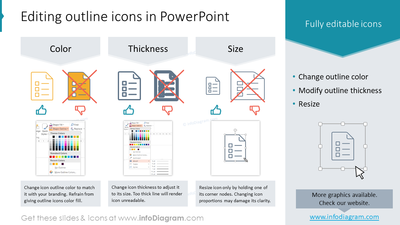 Edición de íconos de contorno en PowerPoint