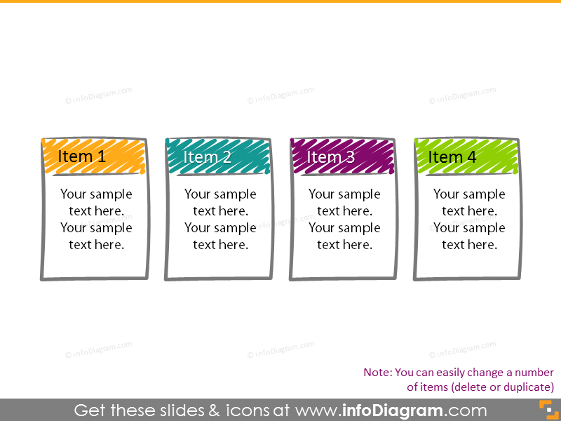 Cards text boxes diagram