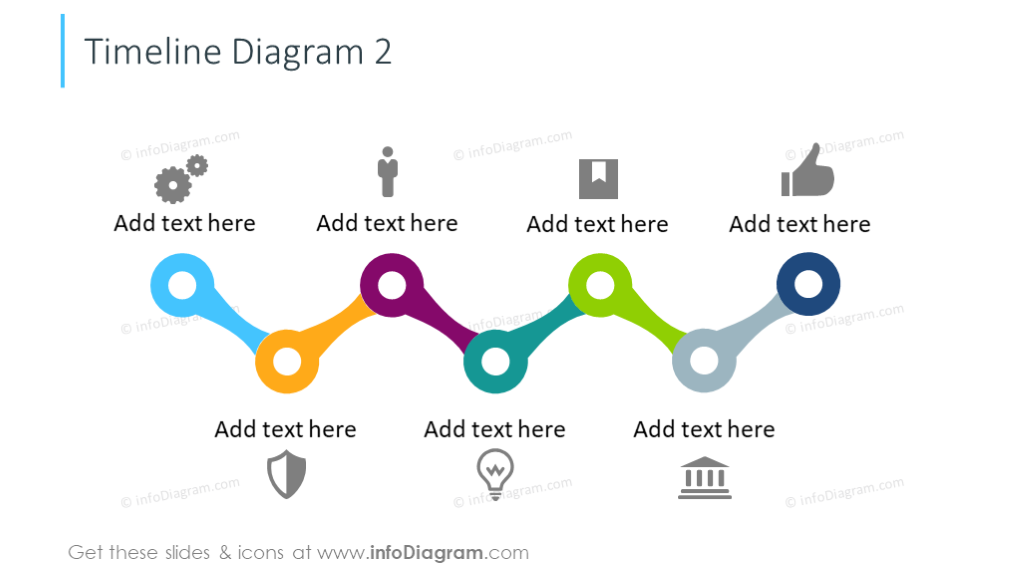 Example of timeline zigzag diagram illustrated with flat icons