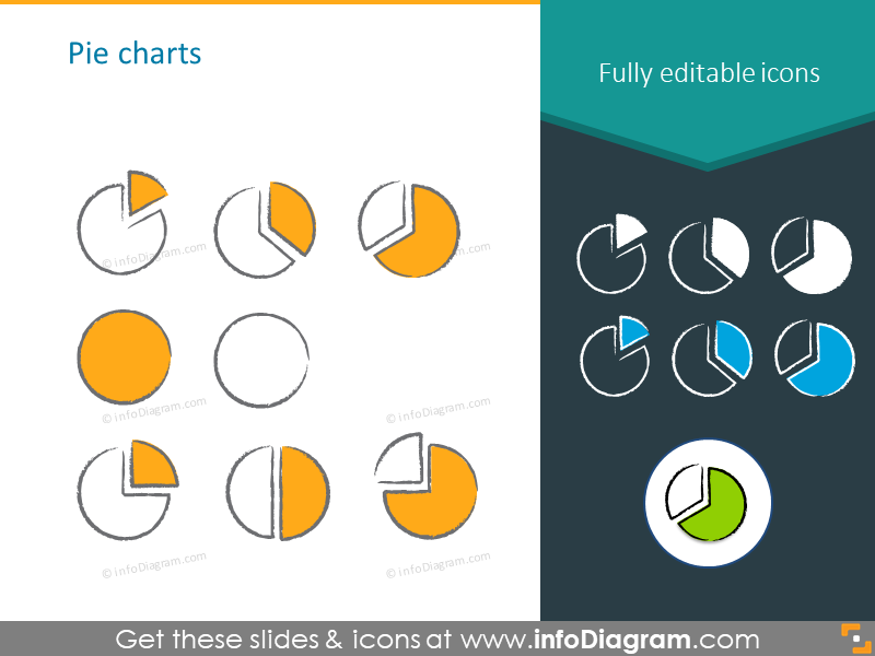 pie chart charcoal symbols handwritten pictograms icons ppt clipart
