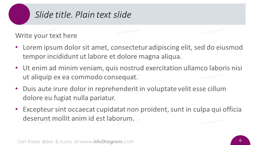 The full template of the text slide with title and bullet points