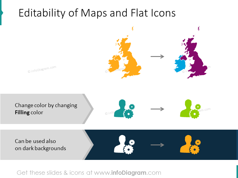 Editabilidad de mapas e íconos planos