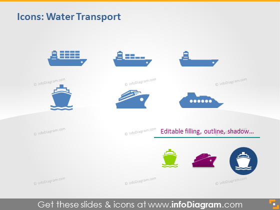 Transport maritime ppt pictogrammes expédition fret bateau