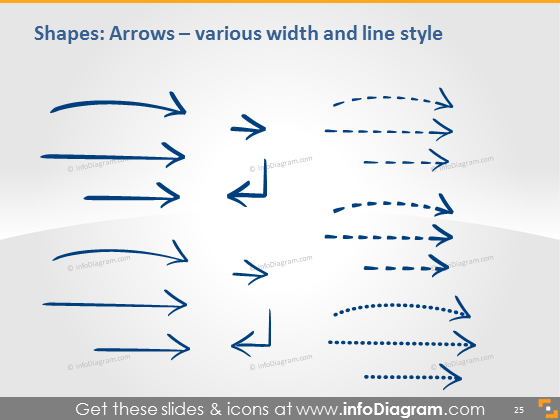 hand drawn arrow dashed thin thick ink line ppt image