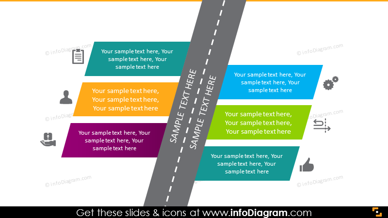 6-Phasen-Roadmap flache Infografiken