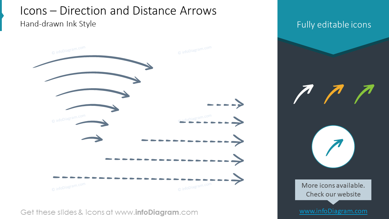map routes icons path hand drawn arrow skecth pptx