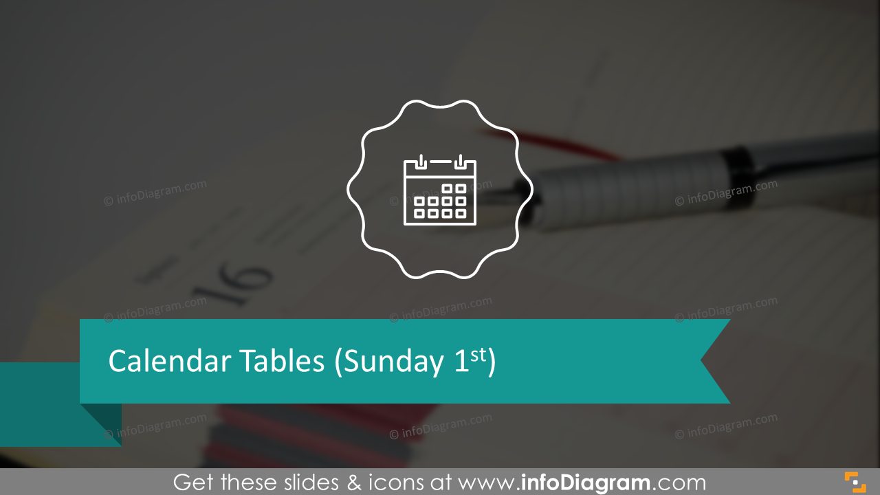Calendar tables infographics 