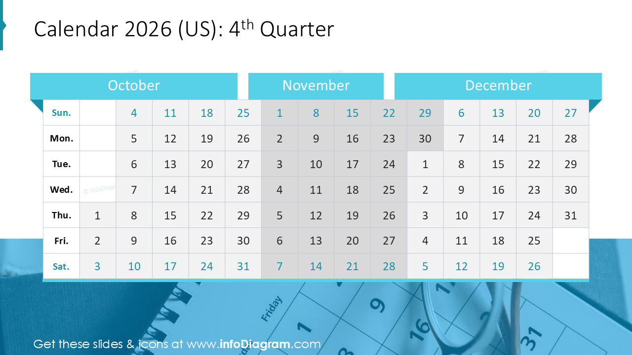 Calendario 2024 (EE. UU.): Cuarto Trimestre
