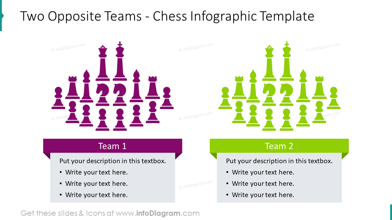 Two opposite teams depicted with chess graphics