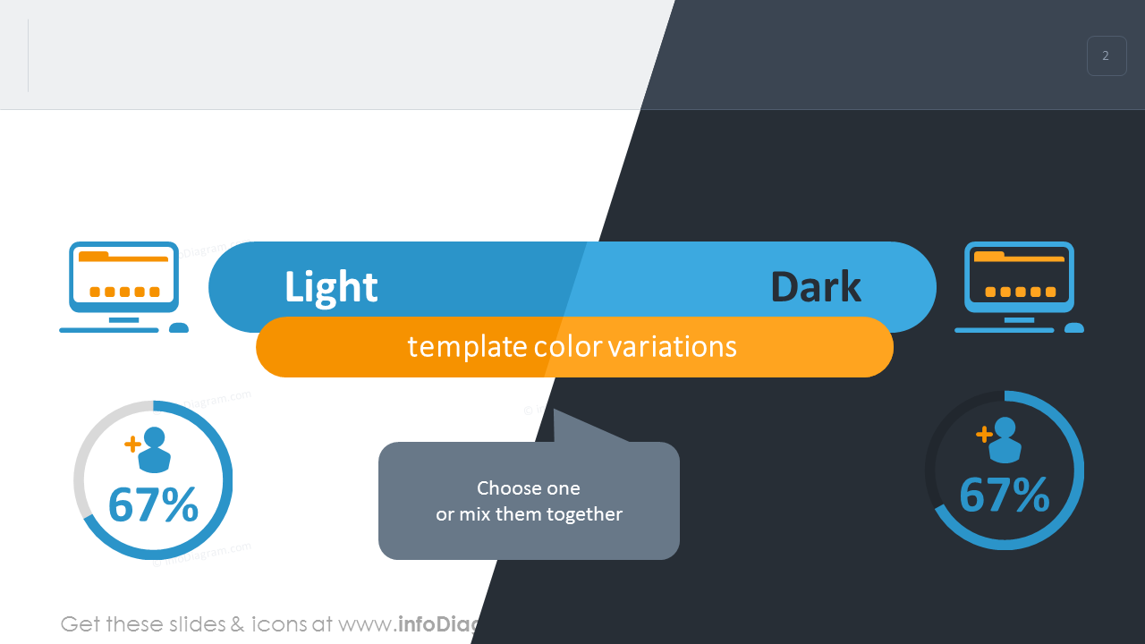 Web analytics template on a dark and light background
