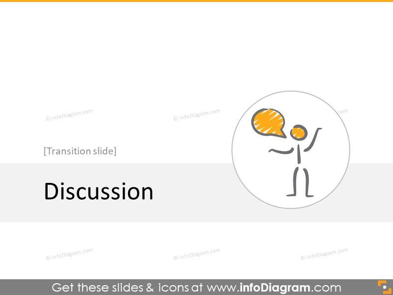 seção de slide de transição de discussão ícones de rabisco powerpoint