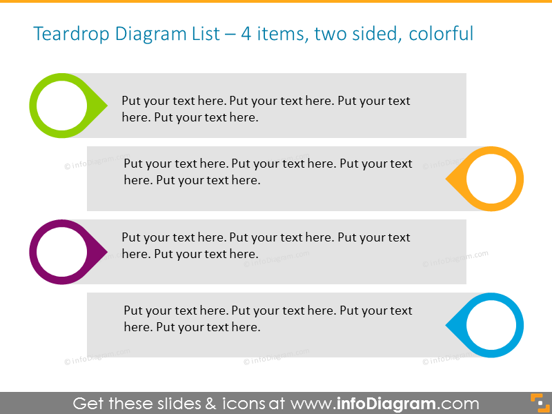 Editable Infographic Template for agenda with textboxes for  4 items, two-sided