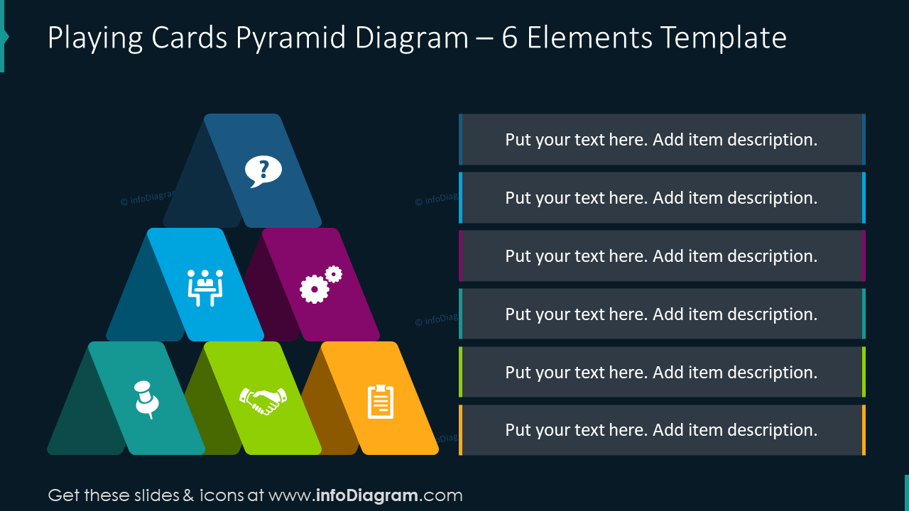 Spielkarten Pyramide Diagramm für 6 Elemente
