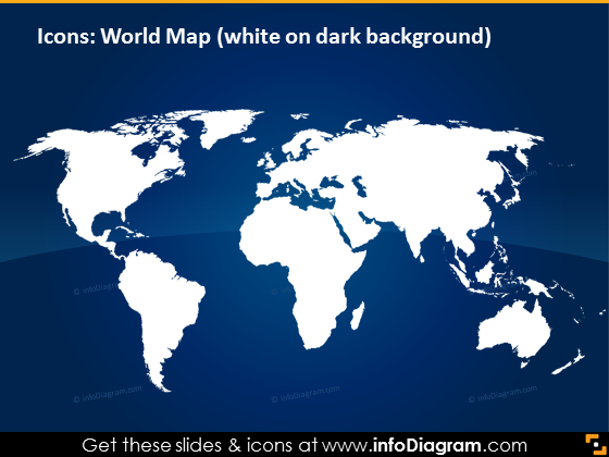 White World map dark background pptx infographics